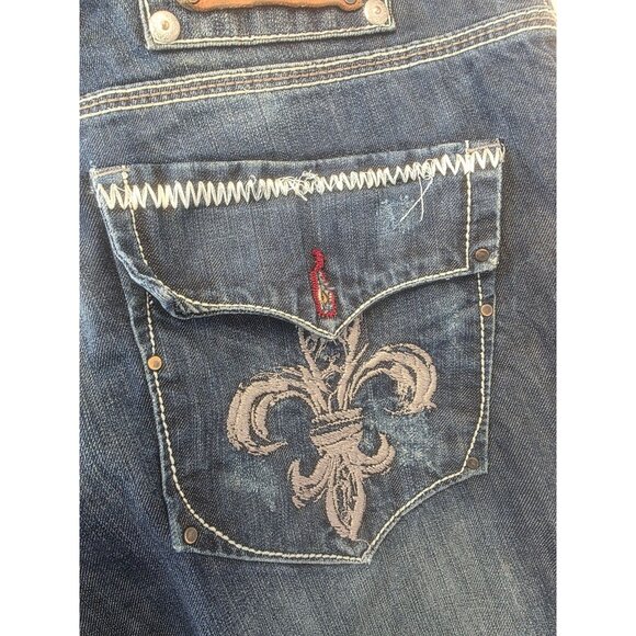 Marc Ecko Cut & Sew Jeans Mens Sz 34x33 Straight Leg Fleur Pocket Y2K Denim - Picture 7 of 12